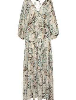 Buffalo Maxikleid mit Schlangenmuster und V-Ausschnitt, Sommerkleid, causal-chic