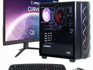 GAMEMAX MegaDeal Gaming-PC-Set Diamond BK PC-Komplettsystem (32", AMD Ryzen 5 5500, GeForce RTX™ 4060, 32 GB RAM, Windows 11 + MSI G32C4 E2 Monitor Curved 80cm (32) + Maus & Tastatur)