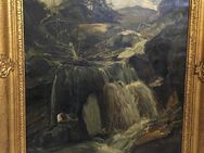 Angler am Wasserfall ,Ölgemälde von Harald Tillberg - Köln