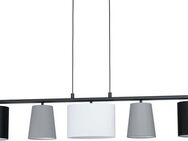 EGLO Hängeleuchte ALMEIDA 1, Leuchtmittel wechselbar, ohne Leuchtmittel, schwarz / L120 x H110 x B25,5cm / exkl. 5 x E14 / Stoff Lampenschirme