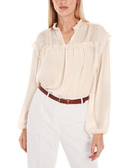 Marc Cain Schlupfbluse "Trip to France" Premium Damenmode Rüschenbluse "Rethink Together"
