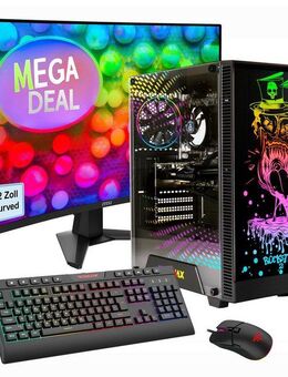 GAMEMAX MegaDeal Rockstar SET2650 Gaming-PC-Komplettsystem (32", AMD Ryzen 7 5700X, RTX 5060 Ti, 32 GB RAM, 1000 GB SSD, Windows 11 + MSI MAG 32C6 Curved Monitor, 80cm (32)