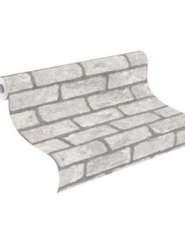 Rasch Papiertapete Papiertapete mit Steinoptik in Grau, glatt, 3D-Optik, Steinoptik