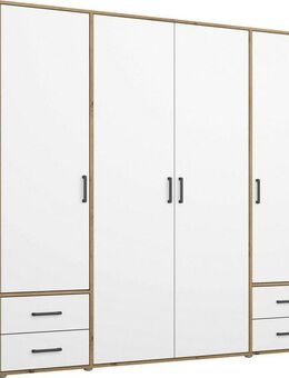 rauch Drehtürenschrank Kleiderschrank Schrank Garderobe Wäscheschrank VOYAGER (in 3 verschiedenen Ausstattungen BASIC/CLASSIC/PREMIUM) moderne Griffe in Graumetallic mit Außenschubkästen MADE IN GERMANY