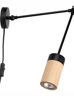 BRITOP LIGHTING Wandleuchte ANNICK, LED wechselbar, Warmweiß, Mit flexiblem Arm, LED-Leuchtmittel inkl., edles Eichenholz und Metall
