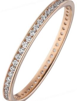 JOBO Fingerring, schmal 333 Roségold mit Zirkonia rundum