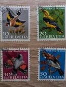 Briefmarken Schweiz 1969 Vögel Satz komplett gestempelt in 02826