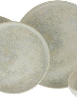 CreaTable Teller-Set Uno Athena, Tellerset 12-tlg (12-tlg), 4 Personen, Steinzeug, Ringe-Relief, Vintage Style
