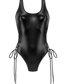 JETTE Stringbody mit aufregender Schnürung, in Leder-Optik, sexy Dessous, Reizwäsche