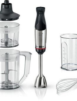 BOSCH Stabmixer ErgoMaster Serie 6 MSM6M652, Zerkleinerer, Mixer, Schneebesen, Edelst., 1000 W, Mixbecher, Metallkuplung, Luftkühlung, 10 Jahre Motorgarantie