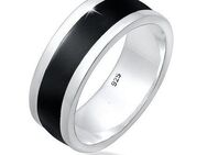 Kuzzoi Silberring Herren Bandring Emaille Casual 925 Silber