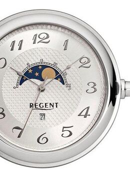 Regent Taschenuhr P730, (Set, 2-tlg., mit Kette), Quarzuhr, Herrenuhr, Mondphase, Datum, Acrylglas