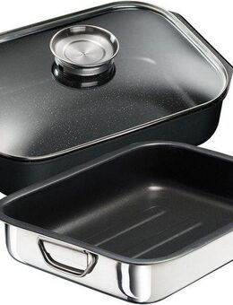 KING Bräter, Aluminiumguss (Set, 3-tlg), 6 l + Glasdeckel, Keramikbeschichtung »Fusion«, Aromaknopf