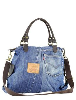 COLLEZIONE ALESSANDRO Shopper Montana, aus Jeans und Glattleder mit langen Henkeln