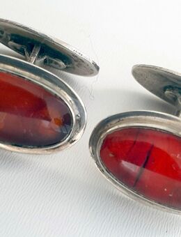 1 Paar ovale Manschettenknöpfe, Vintage, Silber mit Bernstein, ArtDéco. - Berlin Steglitz-Zehlendorf