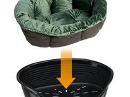 Set aus Ferplast Korb Siesta Deluxe mit Überzug Sofà Samt grün - Set Größe 4: Korb + Überzug + Füße
