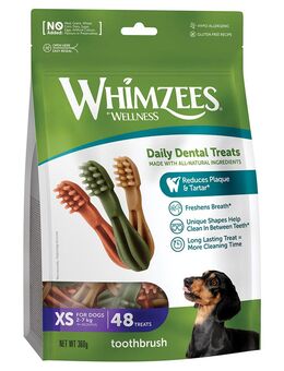 Whimzees by Wellness Toothbrush - Größe XS: für sehr kleine Hunde (2-7 kg, 48 Stück)
