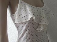 NEU * Punkte * Polka Dots * Tupfen * Salsa- Style * Seiden- Chiffon * Volant * Spagetti- Träger * TOP * T-Shirt "H&M" Gr. 36- 38/ S * weiß * schwarz * withe and black * - Riedlingen