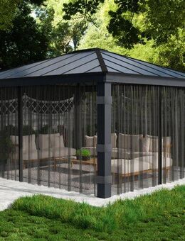 Palram - Canopia Pavillonseitenteil Dallas Garden Gazebo Netting Set, 466x212 cm, mit Reißverschluß und Clips
