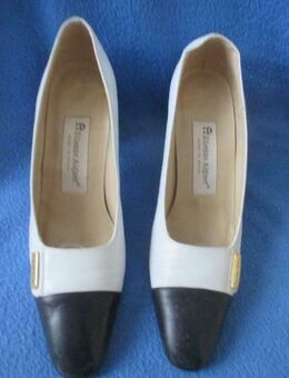NEUw * Klassisch * elegant * Marine * Navy * Sailor * Maritim * Echt Leder * Pumps * Schuhe "Etienne Aigner" Original * Gr. 37/ 4 * weiß * dunkel- blau * - Riedlingen