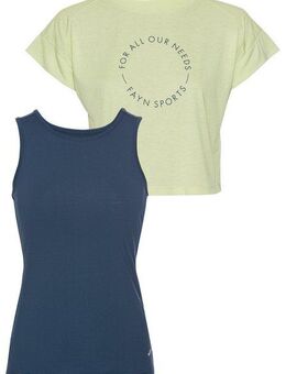 FAYN SPORTS Funktionsshirt Cropped Top (Set, 2-tlg) Kurzarm, sportliche Passform, unifarben, Rundhalsausschnitt