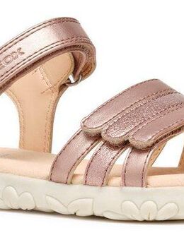 Geox J SANDAL HAITI GIRL Sandale, Glitzersandale, Klettschuh im Metallic Look