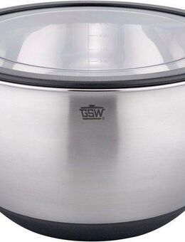 GSW Servierschüssel Primo, Edelstahl, Literskala, luftdichter Aufbewahrungs-Deckel, Antirutsch-Boden