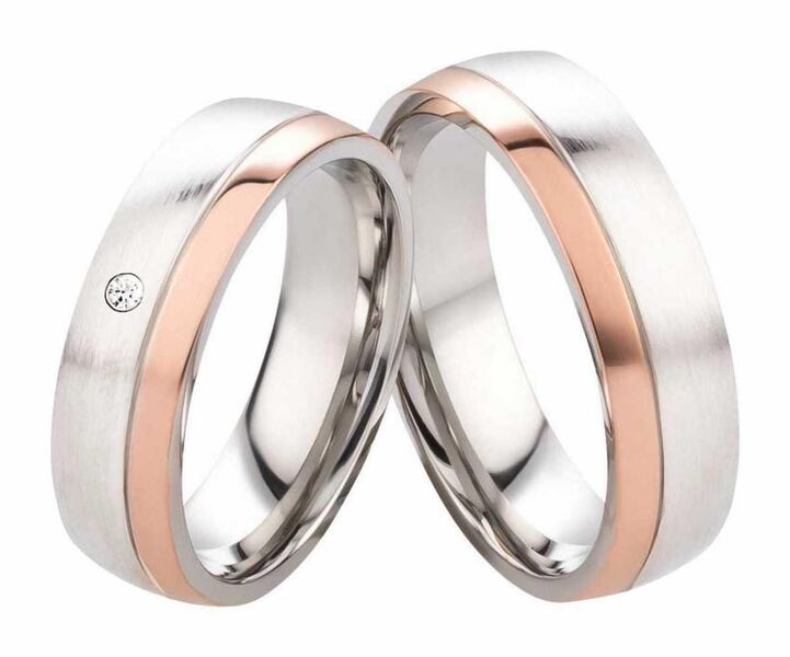 Edelstahlringe E154 mit Zirkonia oder Diamant und Gravur - Aholming
