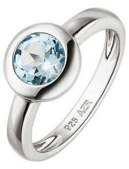 JOBO Fingerring, 925 Silber mit Blautopas rund