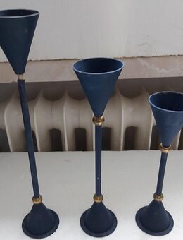 Metall-Kerzen-Ständer 3er-Set komplett im Farbton blau/gold - Simbach (Inn) Zentrum