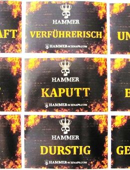 Hammer Likör - 9 verschiedene Aufkleber mit Sprüchen - Doberschütz