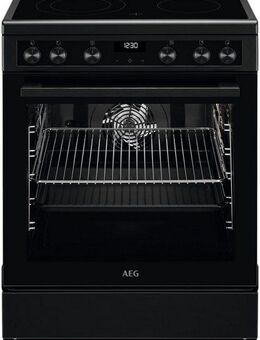 AEG Elektro-Standherd CCB6446BBB, mit Teleskopauszug nachrüstbar, Matt Schwarz Elektroherd XXL 60cm mit 7 Programmen & Teleskopauszügen