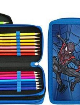 Scooli Federmäppchen Tripledecker, Spider-Man, befüllt, inklusive Geodreieck