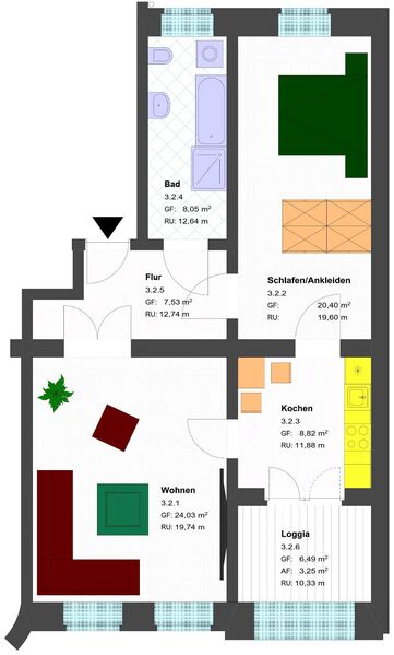 ERSTBEZUG - geräumige 2-Raum Altbauwohnung mit Loggia