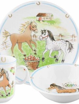 Seltmann Weiden Kindergeschirr-Set Compact Mein Pony (3-tlg), 1 Personen, Porzellan, Teller, Schüssel, Becher, Made in Germany, 3 Teile, für 1 Person