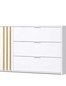 Home affaire Kommode Kommode Calera mit Drehtür, 3 Schubladen und MDF-Lamellen, Kommode B/H/T 125/79,8/35 cm