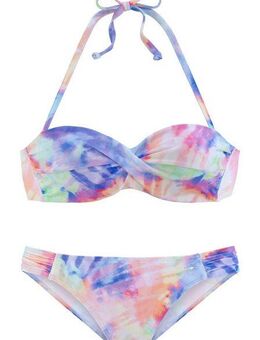 KangaROOS Bügel-Bandeau-Bikini bedruckt, abnehmbare Träger, wattierte Cups