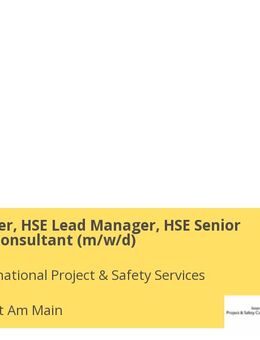 HSE Manager, HSE Lead Manager, HSE Senior Executive Consultant (w/m/d) - Frankfurt (Main)
