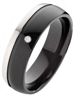 Damenring Titanring DT196 schwarz und Zirkonia oder Diamant - Aholming