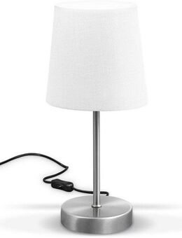 B.K.Licht Tischleuchte, ohne Leuchtmittel, LED Nachttischlampe mit Schalter E14 IP20 Stoff taupe matt-nickel