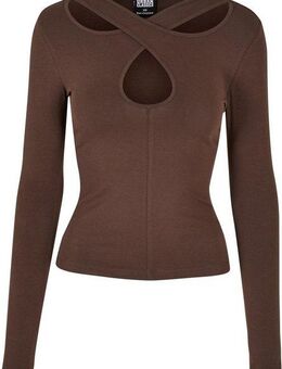 URBAN CLASSICS Longsleeve Urban Classics Damen Ladies Crossed Cut Out Longsleeve (1-tlg)