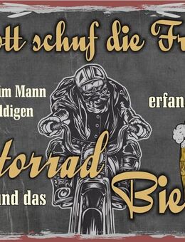 Lustiges Blechschild Gott schuf die Frau und um sich beim Mann zu entschuldigen... 20x30 cm - 640 - Hamburg