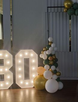 Vermiete Vermietung zum mieten leihen rent XXL 120cm Zahl 30 leuchtende Zahlen RGB LED Zahlen Geburtstag 30. Deko Dekoration - Großbeeren