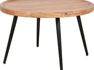 byLIVING Couchtisch Romy, mit massiver Akazien - Platte und schwarzem Metallgestell, rund 75cm