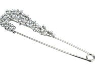 Ella Jonte Anstecknadel, große Brosche silber weiß Perlen Strass Verschlussnadel