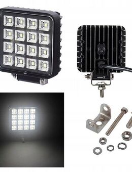 16 LED Arbeitsscheinwerfer mit Schalter – 12V/24V, 2400lm, 16W, Weißes Licht Set34251 - Wuppertal