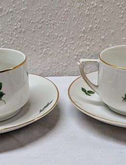 2 Kaffeetassen mit Untertassen Porzellan Teichert Werke Wildrose Rose - Mendig