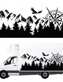 Produktbeschreibung: Aufkleber für Wohnmobil, Wohnwagen, Auto - Berge (170x70 cm) Set 2 - Ingolstadt