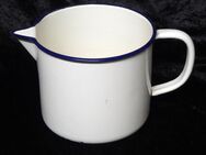 Emaille Milchtopf mit Schnäuzchen, alt, blauer Rand - Gütersloh