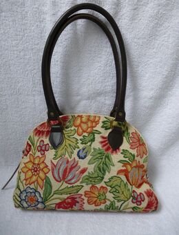 Sander Damenhandtasche "Motiv Blumen" - Farbiger Brokatstoff - Aachen